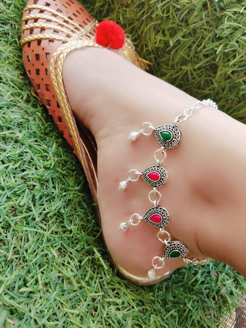 Trendy Beautiful Brass Silver Plated Anklets